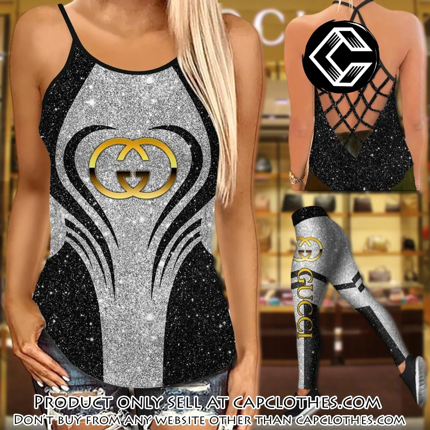 Gucci tank top leggings set luxury brand for women yoga gym qcf cc5652343